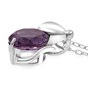 African Amethyst 1.00 ctw Pendant Necklace 18 Inches in Rhodium Over Sterling Silver