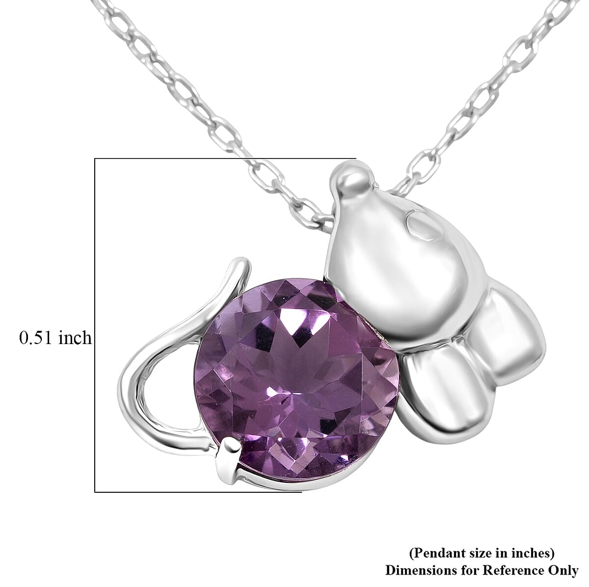 African Amethyst 1.00 ctw Pendant Necklace 18 Inches in Rhodium Over Sterling Silver image number 5