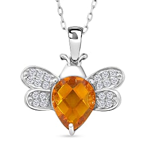 Simulated Yellow and White Diamond 2.10 ctw Pendant Necklace 18 Inches in Rhodium Over Sterling Silver