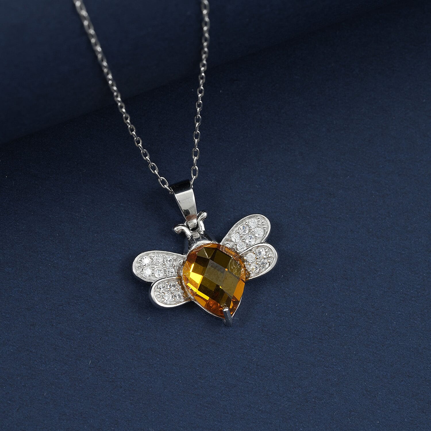 Simulated Yellow and White Diamond 2.10 ctw Pendant Necklace 18 Inches in Rhodium Over Sterling Silver