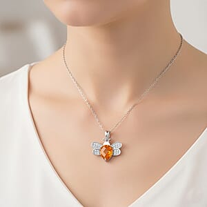 Simulated Yellow and White Diamond 2.10 ctw Pendant Necklace 18 Inches in Rhodium Over Sterling Silver