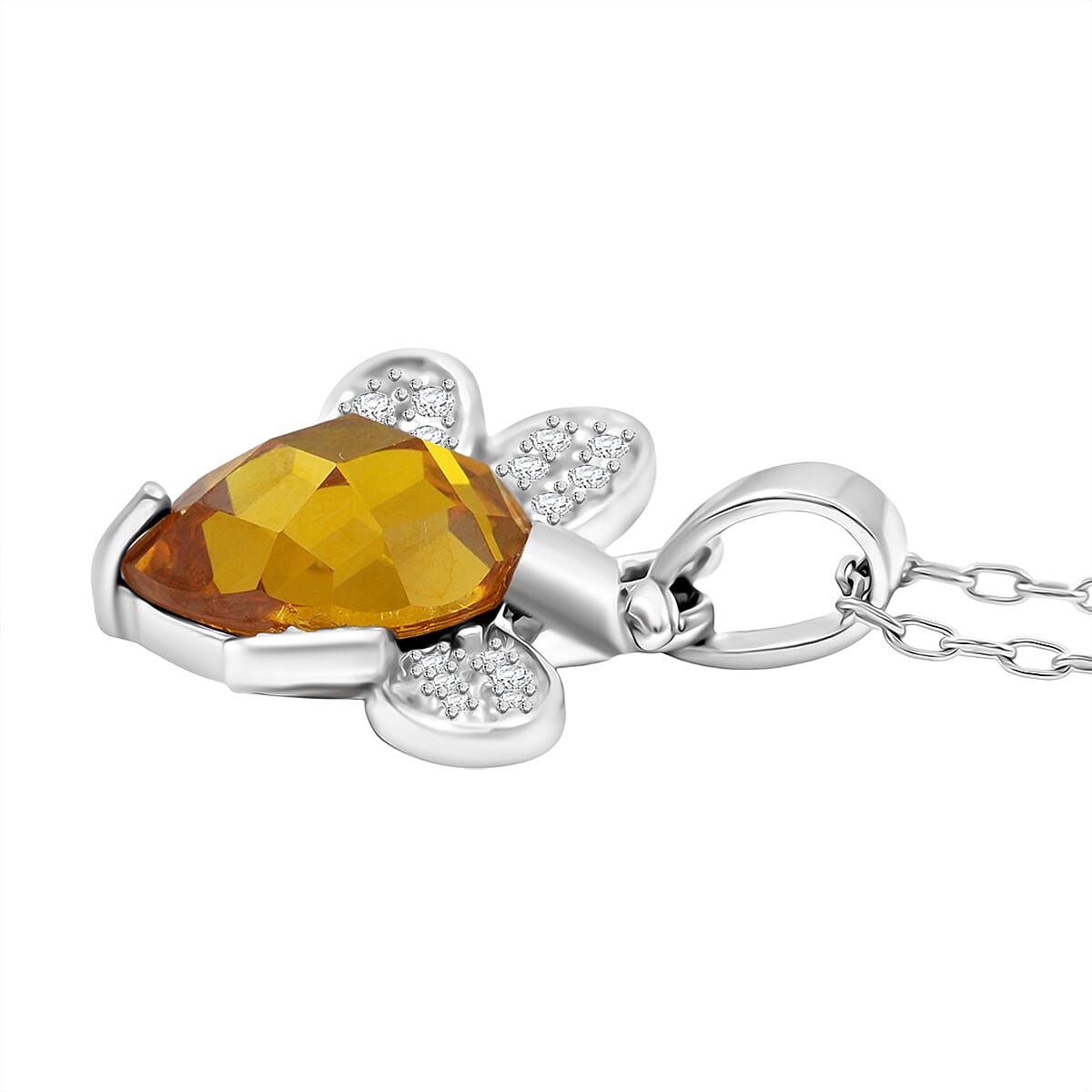 Simulated Yellow and White Diamond 2.10 ctw Pendant Necklace 18 Inches in Rhodium Over Sterling Silver