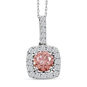 Luxuriant Lab Grown Pink Diamond (IR) and Lab Grown Diamond (SI) 1.50 ctw Pendant Necklace in 14K White Gold 18 Inches