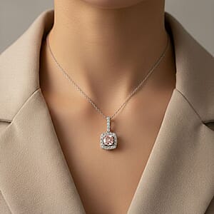 Luxuriant Lab Grown Pink Diamond (IR) and Lab Grown Diamond (SI) 1.50 ctw Pendant Necklace in 14K White Gold 18 Inches