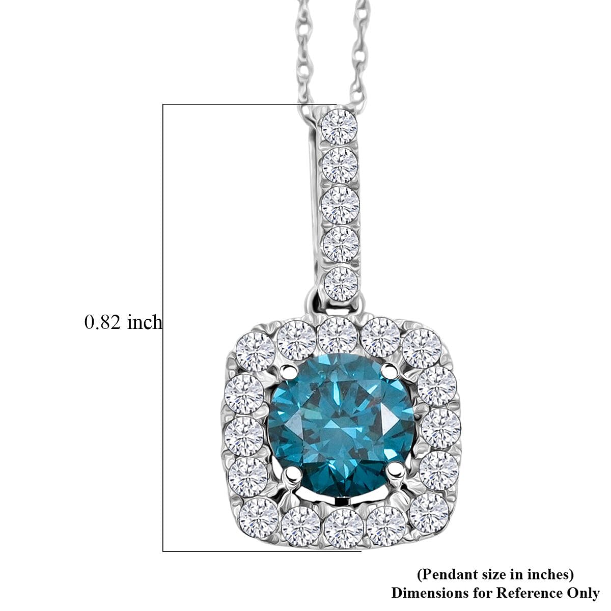 Luxuriant Lab Grown Blue Diamond (IR) and Lab Grown Diamond SI 1.50 ctw Pendant Necklace in 14K White Gold 18 Inches image number 5