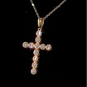 Luxuriant Lab Grown Diamond VS-SI 0.75 ctw Pendant Necklace in 14K Yellow Gold Over Sterling Silver 16-18 Inches