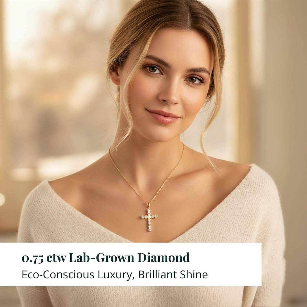 Luxuriant Lab Grown Diamond VS-SI 0.75 ctw Pendant Necklace in 14K Yellow Gold Over Sterling Silver 16-18 Inches image number 1