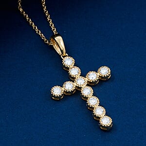 Luxuriant Lab Grown Diamond VS-SI 0.75 ctw Pendant Necklace in 14K Yellow Gold Over Sterling Silver 16-18 Inches