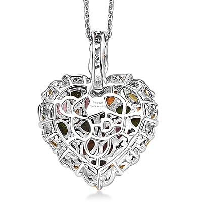 D'Joy Multi-Tourmaline Pendant Necklace in 18K Vermeil YG and Rhodium Over Sterling Silver 2.70 ctw (20 Inches)