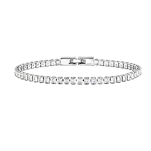 2 Piece Set - Fancy Cut Simulated Diamond Tennis Bracelet (7.50 In) and Earrings in Silvertone 5.60 ctw