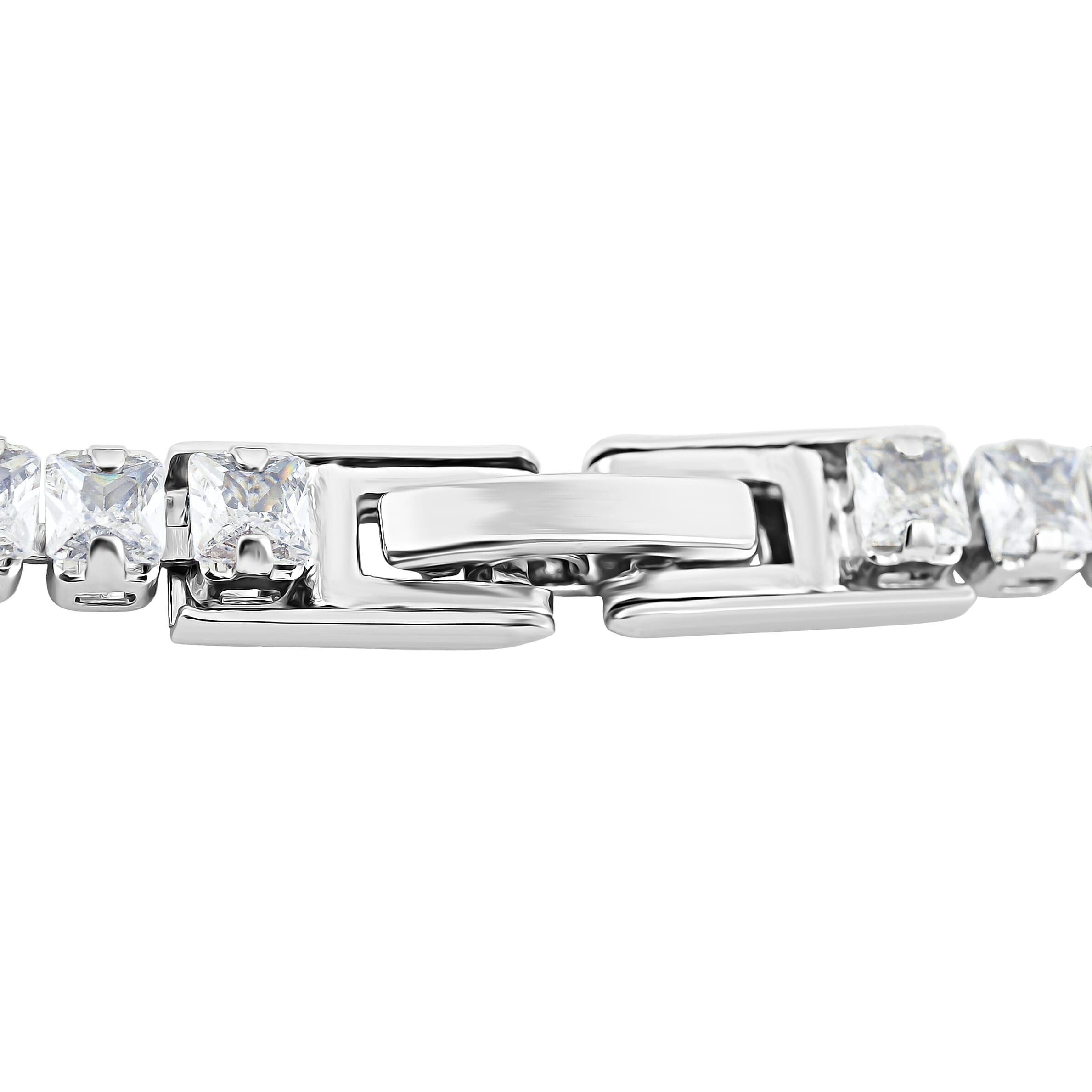 2 Piece Set - Fancy Cut Simulated Diamond Tennis Bracelet (7.50 In) and Earrings in Silvertone 5.60 ctw