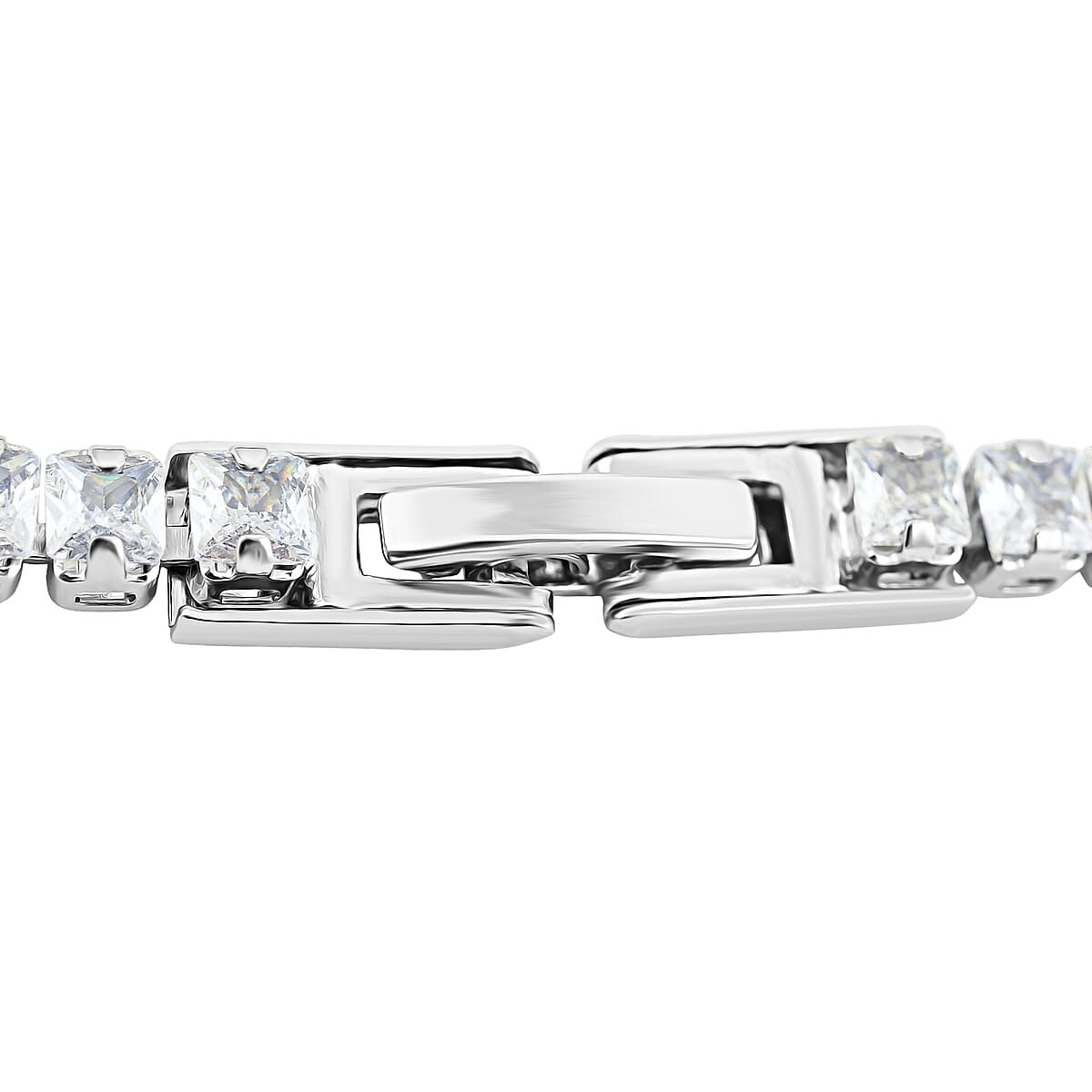 2 Piece Set - Fancy Cut Simulated Diamond Tennis Bracelet (7.50 In) and Earrings in Silvertone 5.60 ctw image number 4