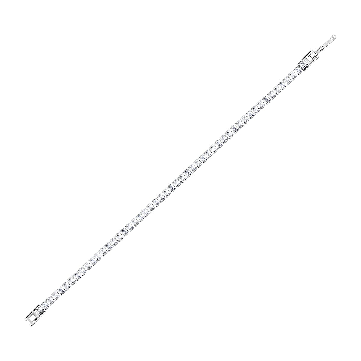 2 Piece Set - Fancy Cut Simulated Diamond Tennis Bracelet (7.50 In) and Earrings in Silvertone 5.60 ctw image number 5