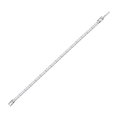 2 Piece Set - Fancy Cut Simulated Diamond Tennis Bracelet (7.50 In) and Earrings in Silvertone 5.60 ctw