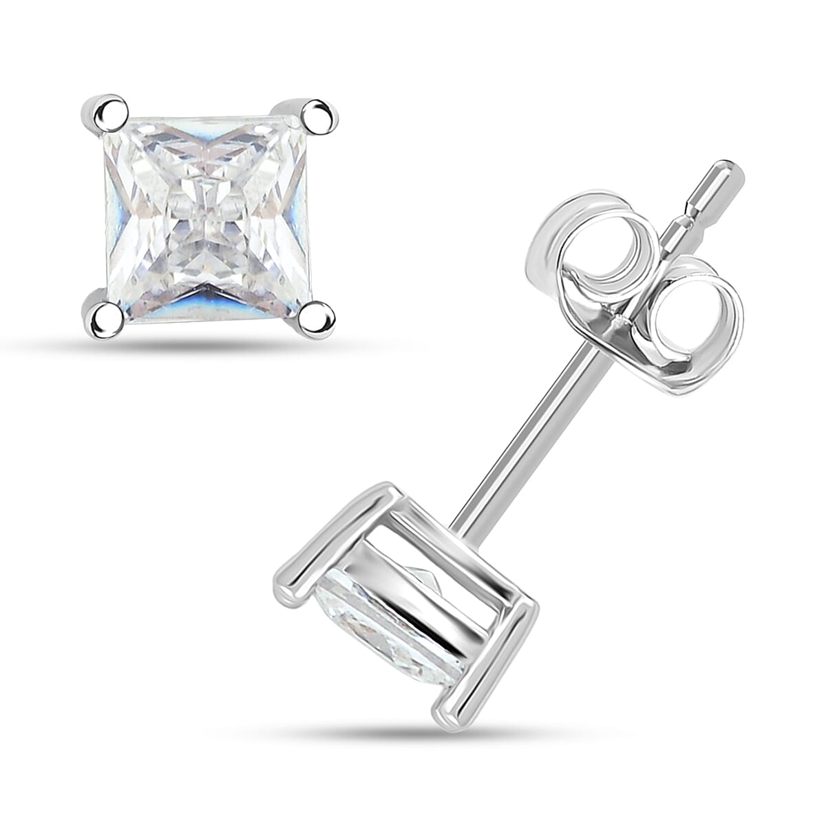 2 Piece Set - Fancy Cut Simulated Diamond Tennis Bracelet (7.50 In) and Earrings in Silvertone 5.60 ctw image number 6