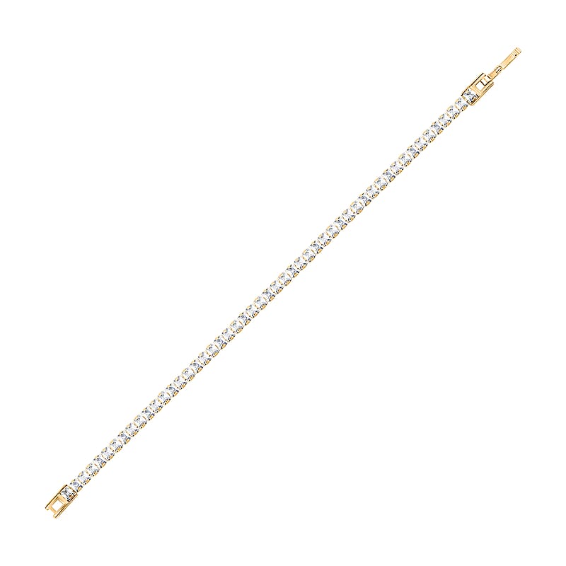 2 Piece Set - Fancy Cut Simulated Diamond 5.60 ctw Tennis Bracel (7.50 In) and Earrings in Goldtone