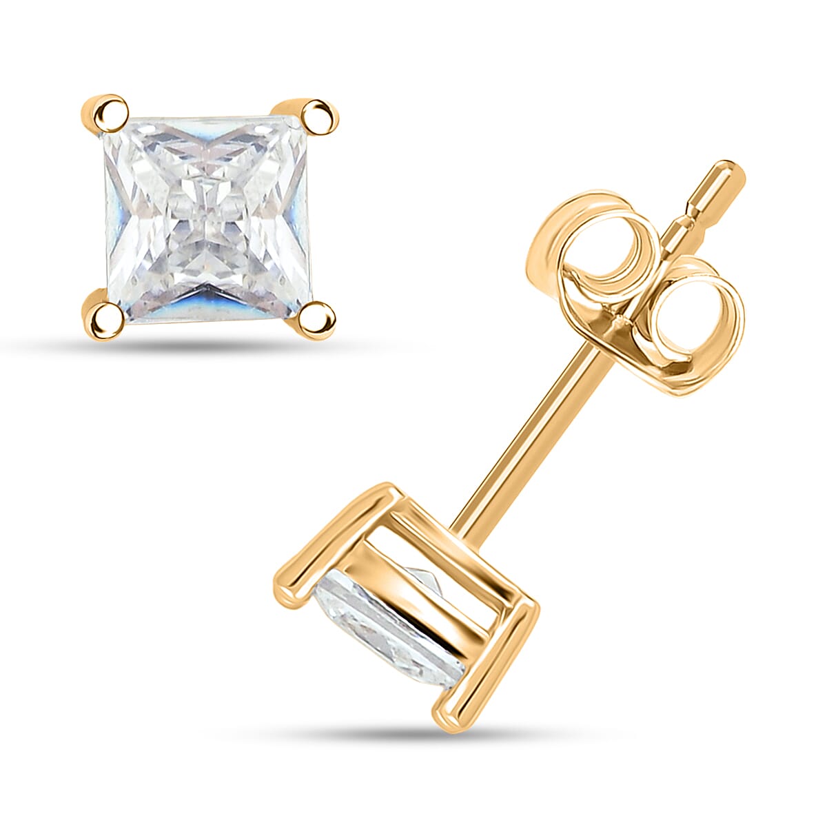 2 Piece Set - Fancy Cut Simulated Diamond 5.60 ctw Tennis Bracel (7.50 In) and Earrings in Goldtone  image number 6