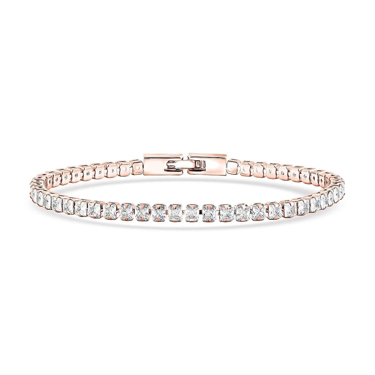 2 Piece Set - Simulated Diamond 5.60 ctw Tennis Bracelet (7.50 In) and Earrings in Rosetone image number 3
