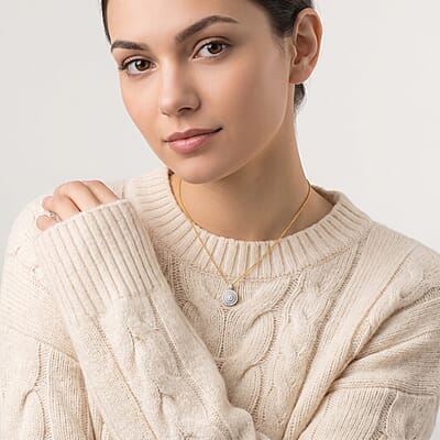 Luxuriant Lab Grown Diamond G-H SI 1.00 ctw Sunburst Halo Pendant Necklace in 18K Vermeil Yellow Gold Over Sterling Silver 20 Inches