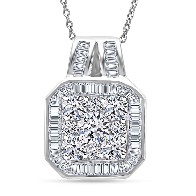 Luxuriant Lab Grown Diamond Pendant Necklace in Rhodium Over Sterling Silver 2.00 ctw (20 Inches)