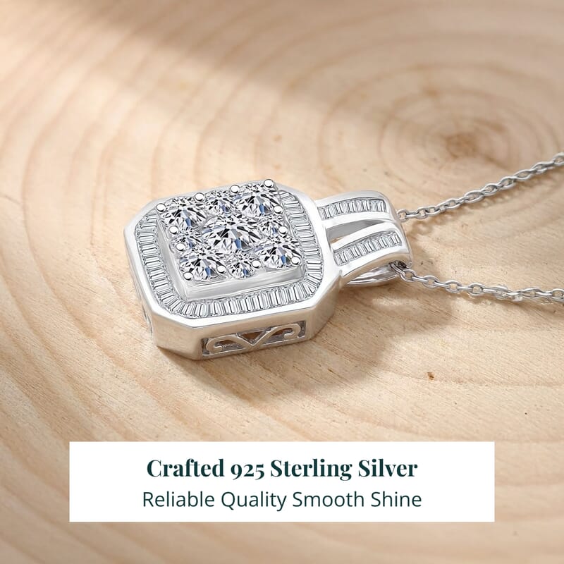 Luxuriant Lab Grown Diamond Pendant Necklace in Rhodium Over Sterling Silver 2.00 ctw (20 Inches)
