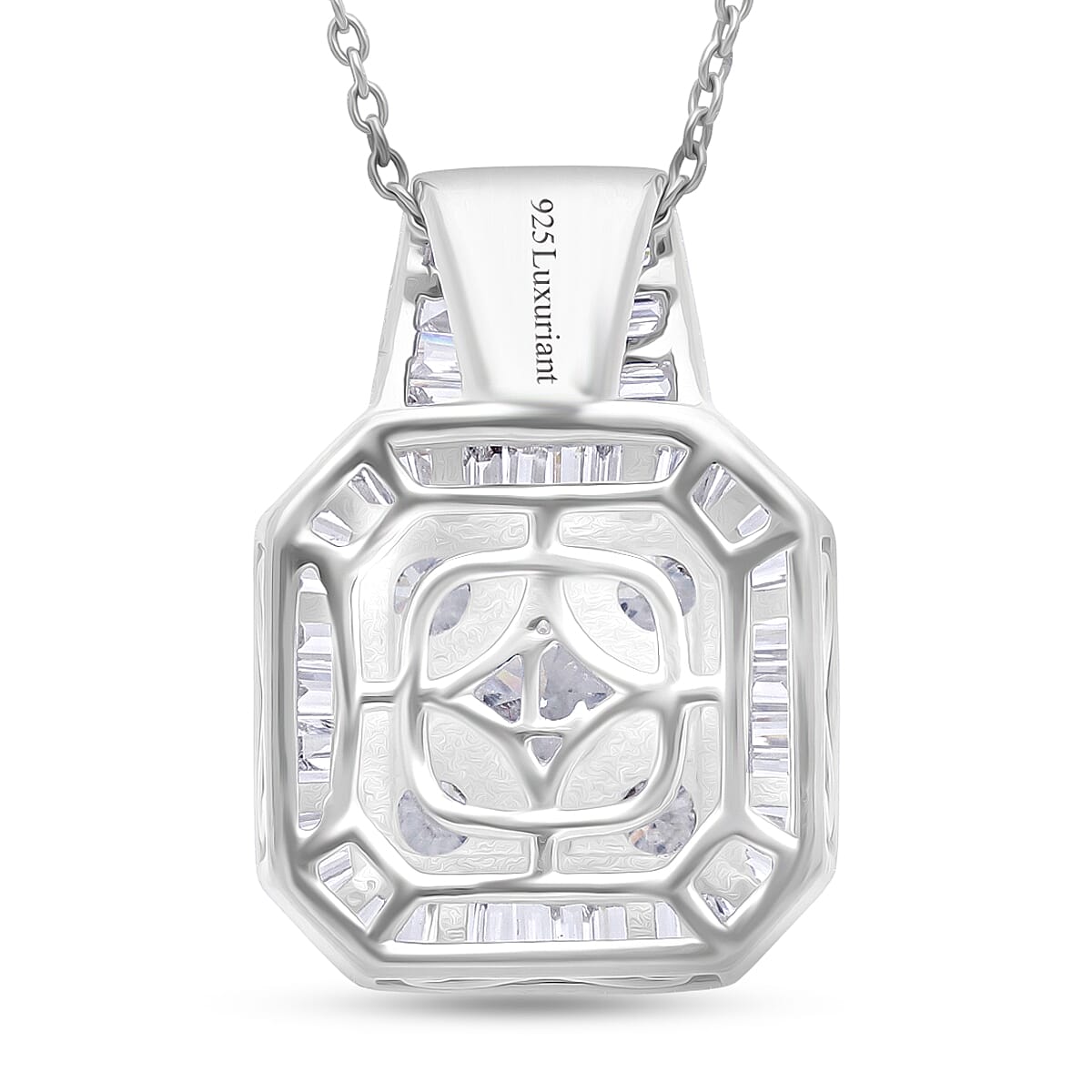 Luxuriant Lab Grown Diamond G-H SI 2.00 ctw Empire Geometry Pendant Necklace in Rhodium Over Sterling Silver 20 Inches image number 4