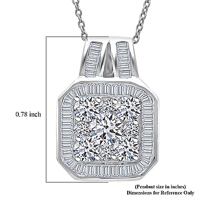 Luxuriant Lab Grown Diamond Pendant Necklace in Rhodium Over Sterling Silver 2.00 ctw (20 Inches)