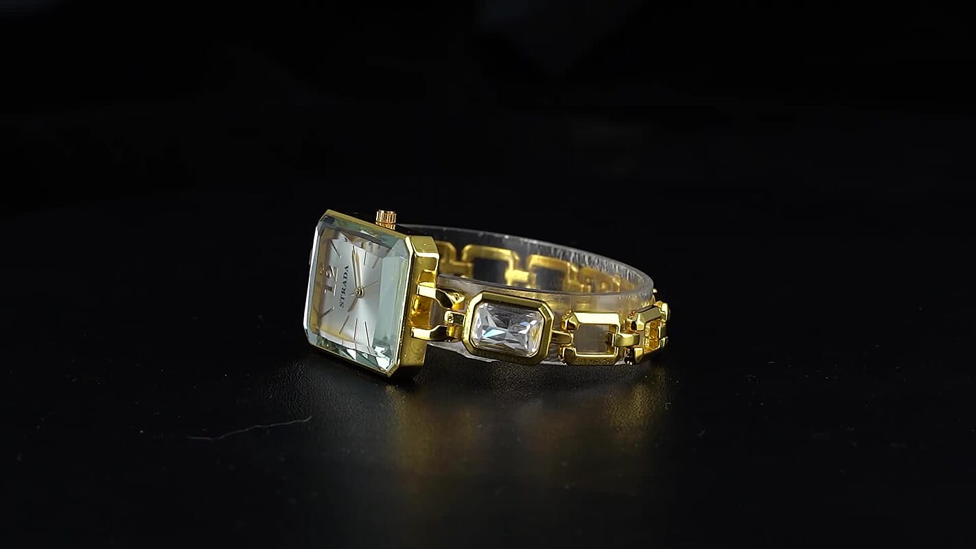 Strada Austrian Crystal Japanese Movement Watch and Goldtone Bracelet (8In)