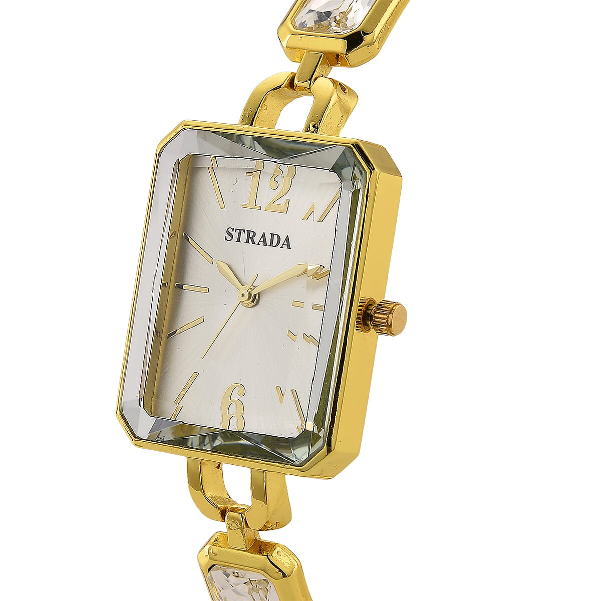 Strada Austrian Crystal Japanese Movement Watch and Goldtone Bracelet (8In) image number 4