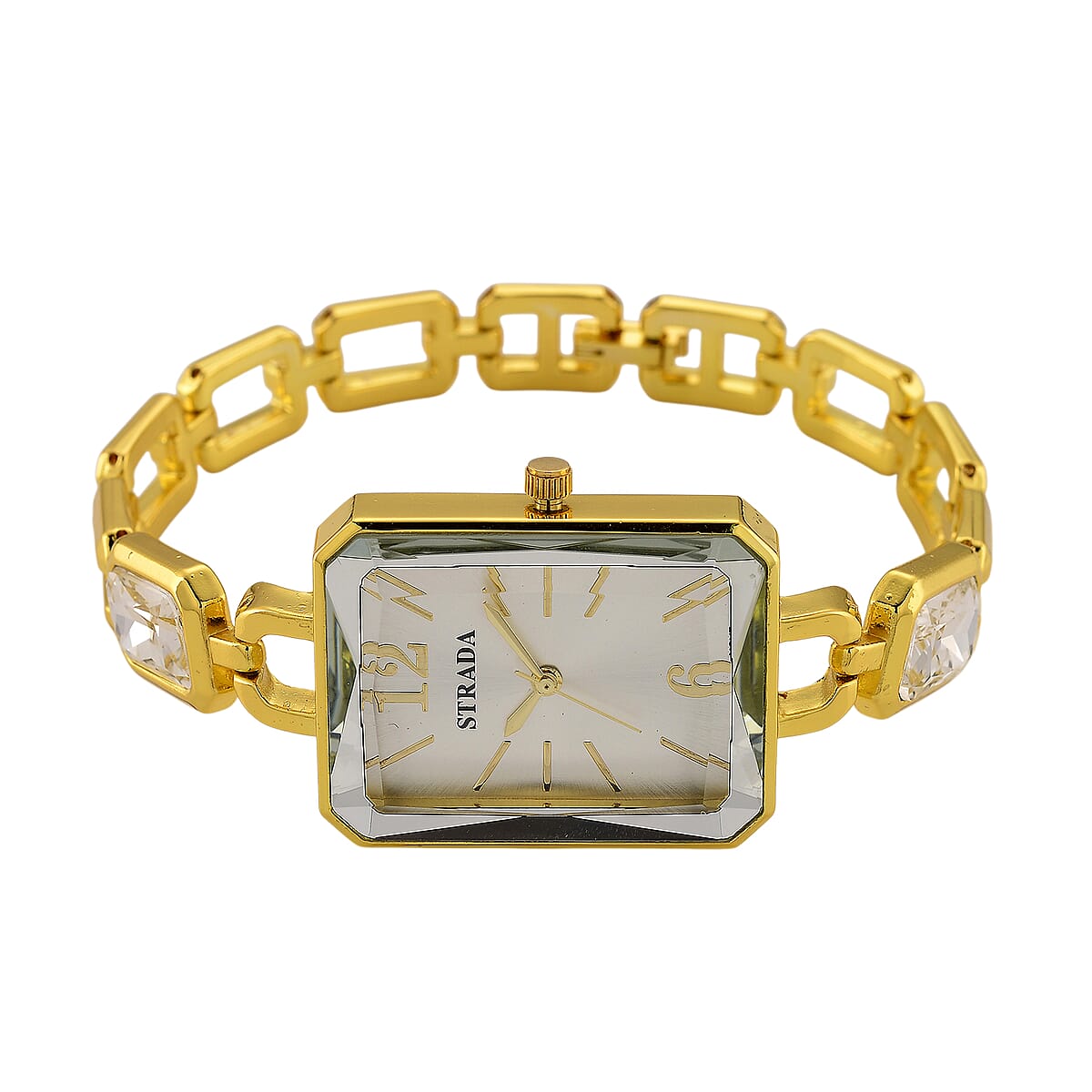 Strada Austrian Crystal Japanese Movement Watch and Goldtone Bracelet (8In) image number 5