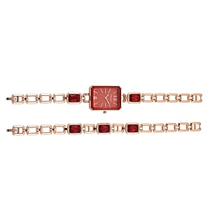 Strada Blue Austrian Crystal Japanese Movement Watch and Rosetone Bracelet (8In)