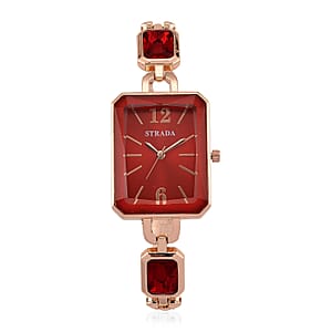 Strada Blue Austrian Crystal Japanese Movement Watch and Rosetone Bracelet (8In)