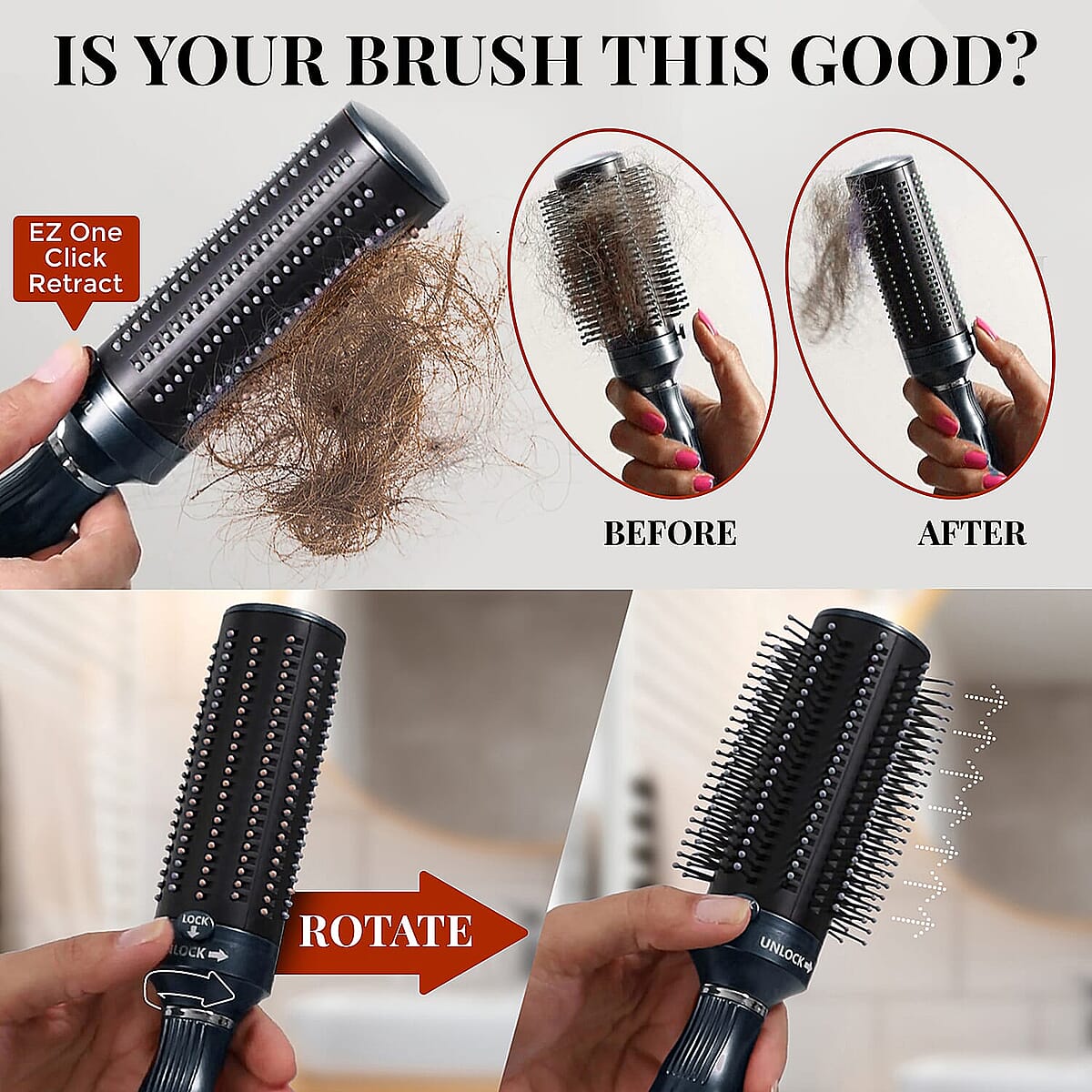 Set of 3 Neomi Portable Easy Clean Rotating Comb - Navy and Brown image number 1