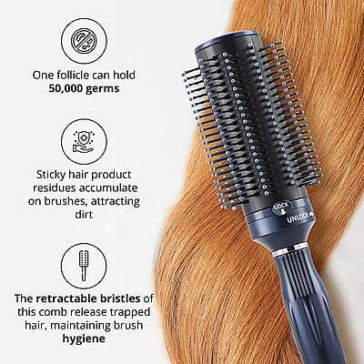 Set of 5 Neomi Portable Easy Clean Rotating Comb - Navy and Brown