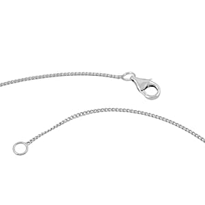 D'Joy Simulated Diamond Pendant in Rhodium Over Sterling Silver with Stainless Steel Necklace (20 Inches)