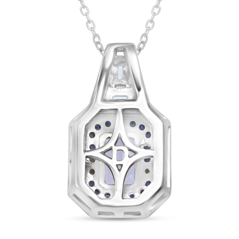 D'Joy Mangoro Aquamarine, Multi Gemstone Pendant Necklace in Rhodium Over Sterling Silver 1.50 ctw (20 Inches)