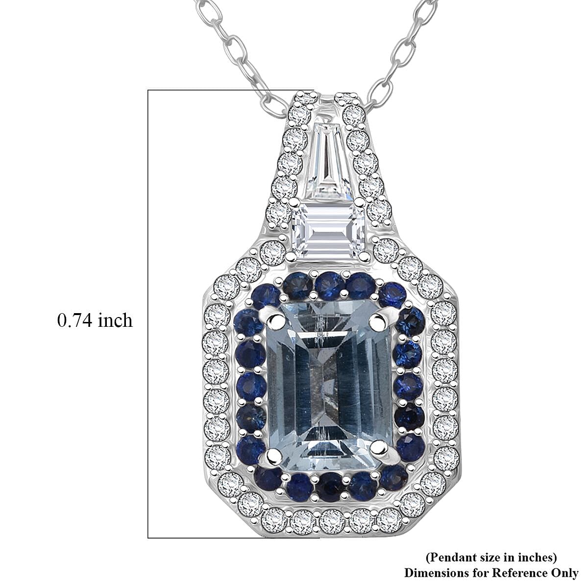 Doorbuster D'Joy Mangoro Aquamarine and Multi Gemstone 1.50 ctw Royal Heirloom Pendant Necklace in Rhodium Over Sterling Silver 20 Inches image number 6
