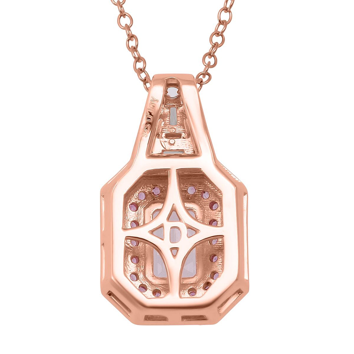 Doorbuster D'Joy Marropino Morganite and Multi Gemstone 1.50 ctw Royal Heirloom Pendant Necklace in 18K Vermeil Rose Gold Over Sterling Silver 20 Inches image number 4