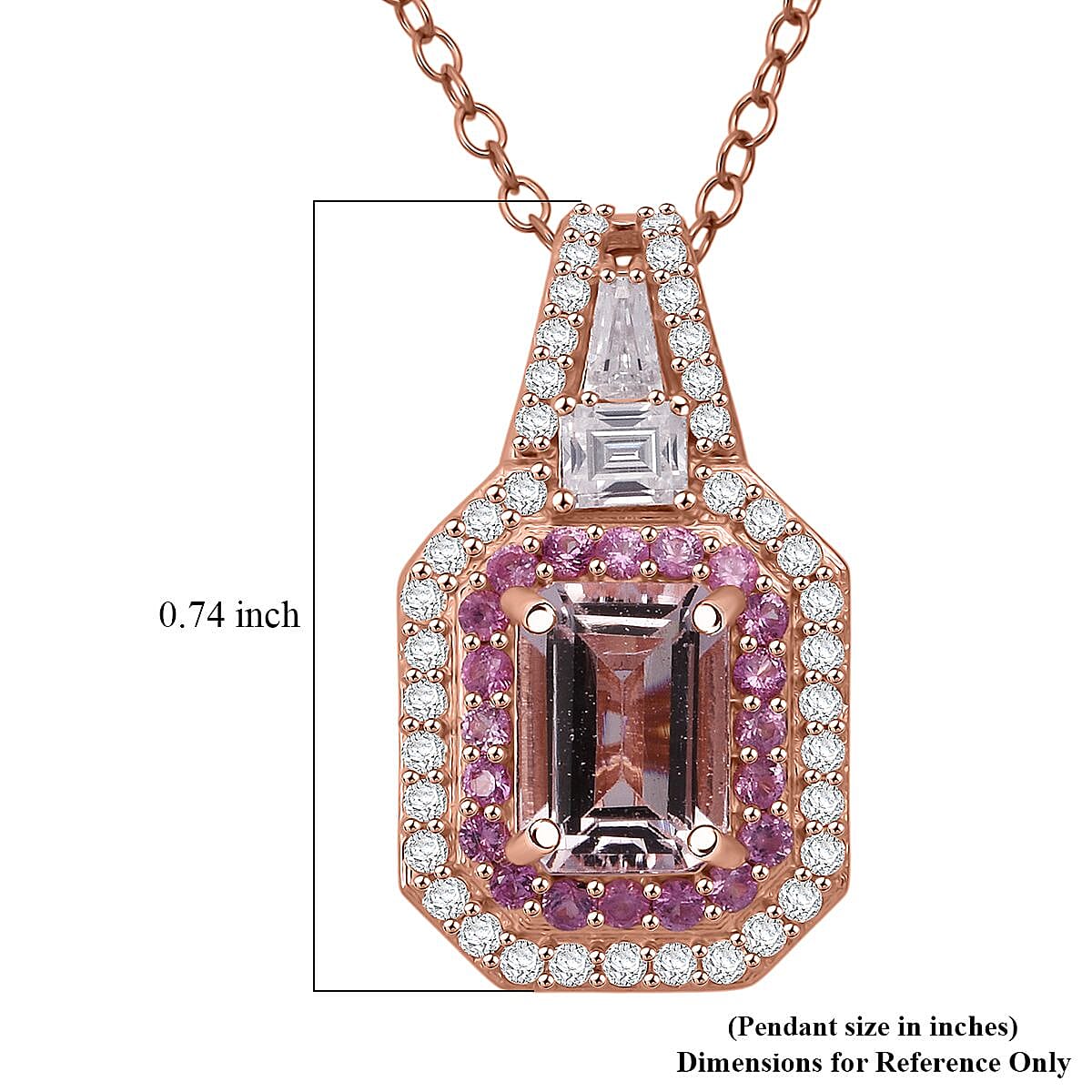 Doorbuster D'Joy Marropino Morganite and Multi Gemstone 1.50 ctw Royal Heirloom Pendant Necklace in 18K Vermeil Rose Gold Over Sterling Silver 20 Inches image number 6
