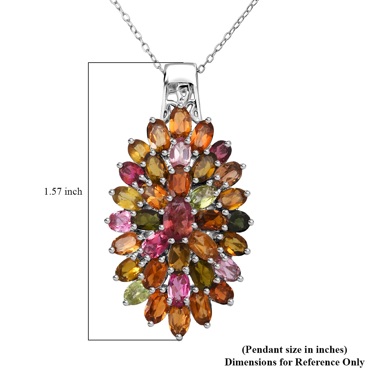Doorbuster D'Joy Morro Redondo Pink Tourmaline and Multi Tourmaline 7.70 ctw Pendant Necklace in Rhodium Over Sterling Silver 20 Inches image number 5
