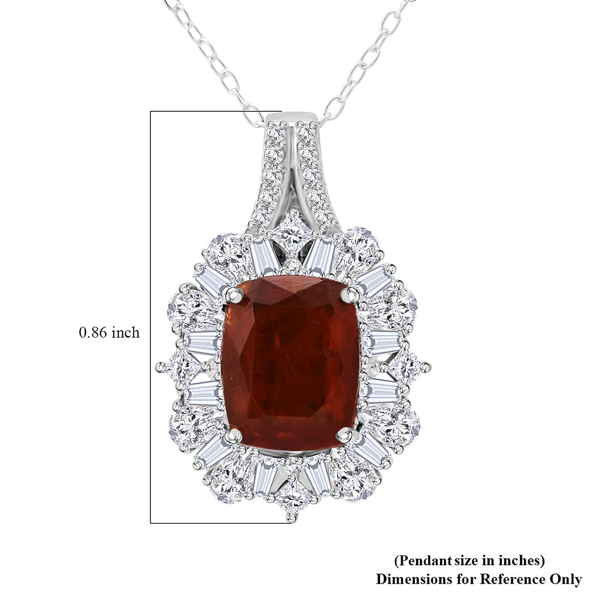 Doorbuster D'Joy Orange Kyanite and White Zircon 4.35 ctw Halo Crest Pendant Necklace in Rhodium Over Sterling Silver 20 Inches image number 5