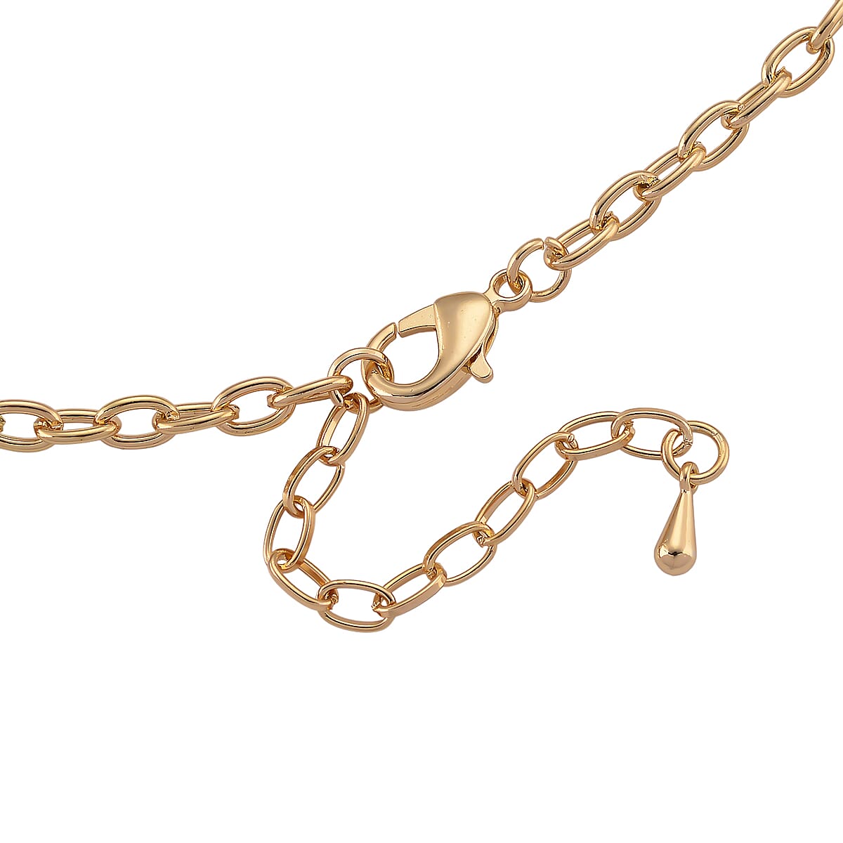 Multi Color Enameled Floral Necklace (20.5-22.5 Inches) and Earrings in Goldtone image number 4