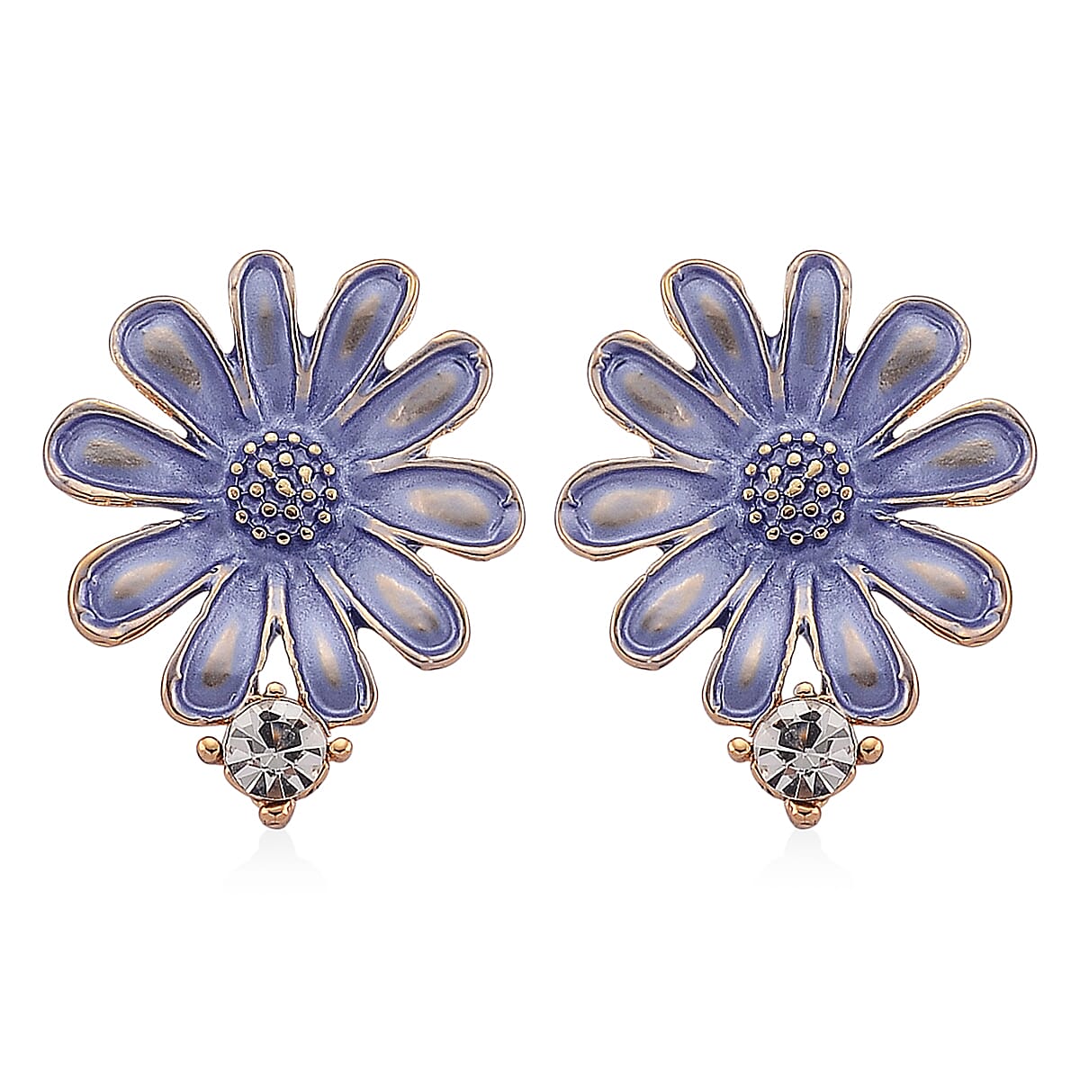 Austrian Crystal, Multi Color Enameled Floral Necklace (20.5-22.5 Inches) and Earrings in Goldtone image number 6