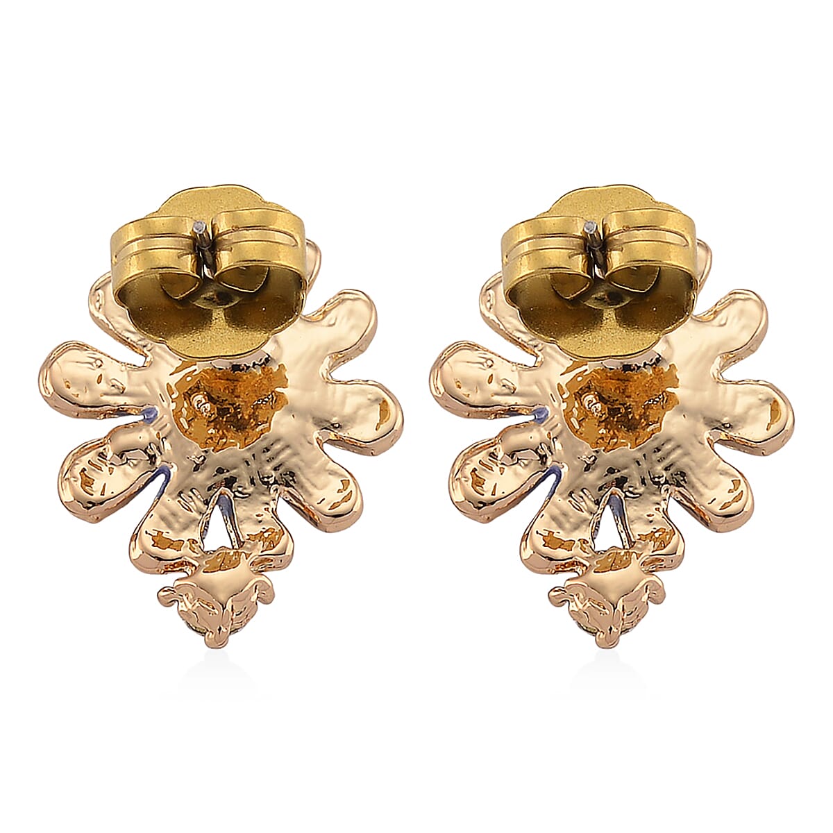 Austrian Crystal, Multi Color Enameled Floral Necklace (20.5-22.5 Inches) and Earrings in Goldtone image number 7