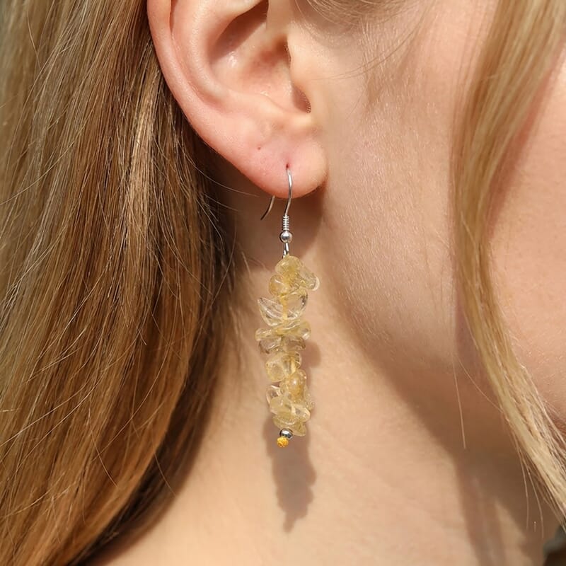 African Amethyst and Brazilian Citrine 18.00 ctw Set of 2 Earrings in Rhodium Over Sterling Silver