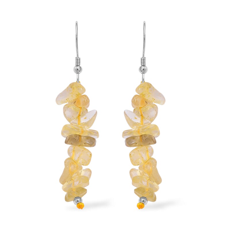 African Amethyst and Brazilian Citrine 18.00 ctw Set of 2 Earrings in Rhodium Over Sterling Silver