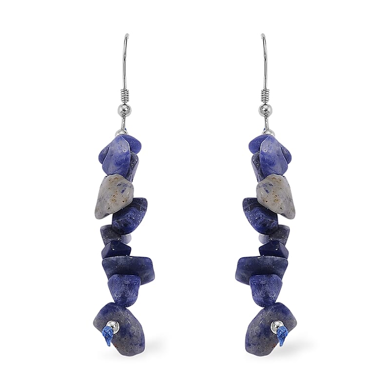 Carnelian and Sodalite 18.00 ctw Set of 2 Earrings in Rhodium Over Sterling Silver