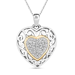 Diamond 0.25 ctw Pendant Necklace in 14K YG Over and Sterling Silver 18 Inches