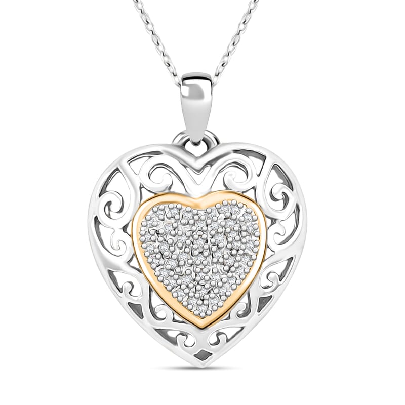 Diamond 0.25 ctw Pendant Necklace in 14K YG Over and Sterling Silver 18 Inches