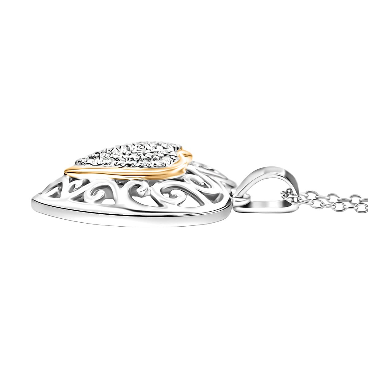 Diamond 0.25 ctw Pendant Necklace in 14K YG Over and Sterling Silver 18 Inches
